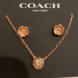 Coach Tea Rose Necklace and Earring Set